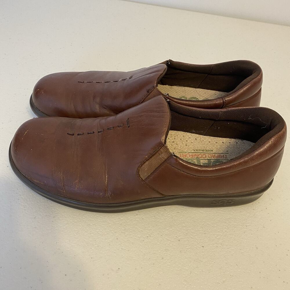 SAS Tripad Comfort Brown Leather Slip On Women Size 7.5S D0644298 USA Made - Picture 8 of 10